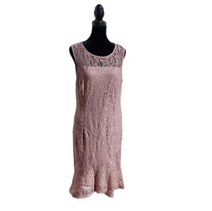 Enfocus Studio Mauve Pink Stretch Lace Dress Size 12